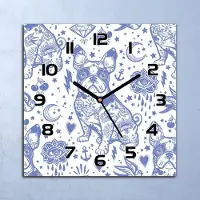 Coloray Wanduhr Echt-Glas-Küchenuhr Blaue Französische Bulldogge 30x30 Deko Bilder