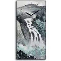 Coloray Wandkunst Leinwand Bild Uhr Geräuschlos 30x60 Tinte Wasch Landschafts Berg - schwarze Hände