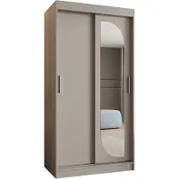 MEBLE KRYSPOL LUCY 100 Schlafzimmerschrank mit zwei Schiebetüren – moderner Aufbewahrungsschrank mit Kleiderstange und Regalen – 100x200x62cm - Kaschmir
