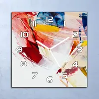 Coloray Deko Glasuhr Wanduhr 30x30 Verschmierte Farbe Quarz Küchenuhr Bürouhr