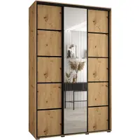 MEBLE KRYSPOL Cannes 5 Schrank mit 3 Schiebetüren - 205,2x160x45 cm - Artisan Artisan Schwarz