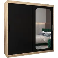 MEBLE KRYSPOL Promo 2200 Schlafzimmerschrank zwei Schiebetüren - Sonoma + Mattschwarz