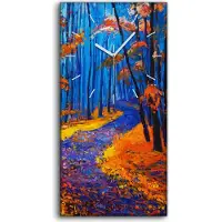 Coloray Leinwand Wanduhr Wandkunst Uhr 30x60 Malen von Wald Bäumen Herbst Blätter - weiße Hände