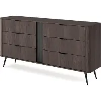 Masseno Kommode NOBILE 163,2 cm Sideboard mit 6 Schubladen für Wohnzimmer Schlafzimmer Modern 163,2x38x81,2 cm Eichefarben / Eichefarben