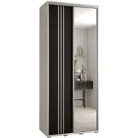 MEBLE KRYSPOL Davos 7 Schrank, zwei Türen - 235,2x110x45 cm - Weiß Schwarz Silber