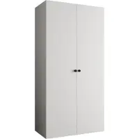 MEBLE KRYSPOL Schrank 100x202x52 cm mit Kleiderstange, 2xTür, PARMA, Weiß, Griff Schwarz