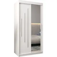 MEBLE KRYSPOL Kleiderschrank, Schiebetürenschrank Schlafzimmer, Schrank mit Spiegel YORK 2 100 cm