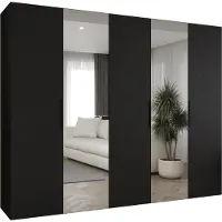 MEBLE KRYSPOL , Kleiderschrank, Schrank 250 cmx202x52, Schwarz, Schwarz