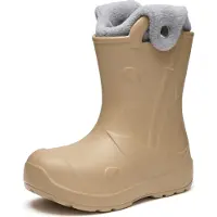 Ladeheid x Camminare Gummistiefel Kinder aus leichtem EVA warm gefüttert wasserdicht mit praktischem Griff und edlem Regenschirm-Relief für kalte Tage und Schnee LA-CA-21 (Camel, 22/23 EU)