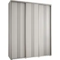 MEBLE KRYSPOL Davos 6 Schrank, drei Türen - 235,2x200x45 cm - Weiß Weiß Silber