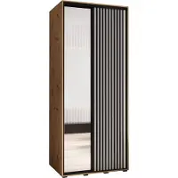 MEBLE KRYSPOL Lanko 2 Schrank mit 2 Schiebetüren - 235,2x120x60 cm - Artisan Weiß Schwarz