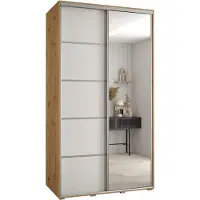 MEBLE KRYSPOL Davos 5 Schrank, zwei Türen - 235,2x140x60 cm - Artisan Weiß Silber