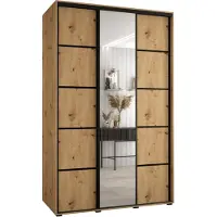 MEBLE KRYSPOL Davos 5 Schrank, drei Türen - 235,2x150x60 cm - Artisan Artisan Schwarz