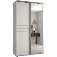 MEBLE KRYSPOL Davos 11 Schrank, zwei Türen - 235,2x130x60 cm - Weiß Weiß Silber