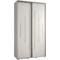 MEBLE KRYSPOL Cannes 12 Schrank mit 2 Schiebetüren - 205,2x140x60 cm - Weiß Weiß Silber