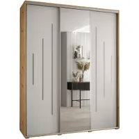 MEBLE KRYSPOL Davos 13 Schrank, drei Türen - 235,2x200x45 cm - Artisan Weiß Silber