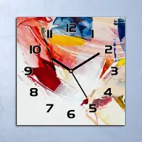 Coloray Wanduhr Echt-Glas-Küchenuhr Verschmierte Farbe Quarz 30x30 Deko Bilder