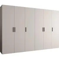 MEBLE KRYSPOL Schrank 300x202x52 cm mit Kleiderstange, 6xTür, BARI, Kaschmir, Griff Schwarz