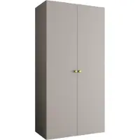 MEBLE KRYSPOL Schrank 100x202x52 cm mit Kleiderstange, 2xTür, PARMA, Kaschmir, Griff Gold