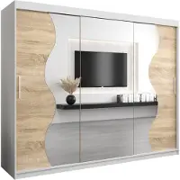 MEBLE KRYSPOL Kleiderschrank, Schiebetürenschrank Schlafzimmer, Schrank mit Spiegel MADRYT 250 cm