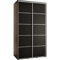 MEBLE KRYSPOL Cannes 4 Schrank mit 2 Schiebetüren - 205,2x140x60 cm - Schwarz Schwarz Silber