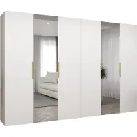 MEBLE KRYSPOL , Kleiderschrank, Schrank 300 cmx202x52, Weiß, Gold