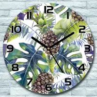 Coloray Wanduhr aus Glas Rund fi 30 Blätter Hawaiianisch Quarz Deko Schlafzimmer Büro