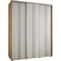 MEBLE KRYSPOL Cannes 6 Schrank mit 3 Schiebetüren - 205,2x190x60 cm - Artisan Weiß Silber