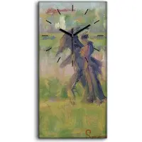 Coloray Wanduhr Uhr Wandbild Leinwand 30x60 Malerei Abstrakte Kunst Stadt Fluss - schwarze Hände