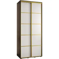 MEBLE KRYSPOL Davos 4 Schrank, zwei Türen - 235,2x120x60 cm - Schwarz Weiß Gold