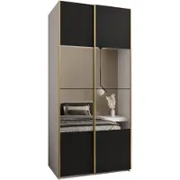 MEBLE KRYSPOL LUX 4 Schrank - 245,5x110x64cm - Weiß, Schwarz, Gold