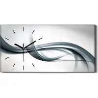 Coloray Wandbild Leinwand Bilder mit Uhr Geräuschlos 60x30 Wellen der Abstrakten Kunst - schwarze Hände