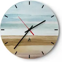 ARTTOR Wanduhr - Rund - Glasuhr - Abstraktion Gürtel Gold - 40x40cm - Schleichendes Uhrwerk - Lautlos - zum Aufhängen bereit - Dekoration Modern - Wanddekoration aus Glas - C3AR40x40-4263