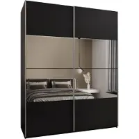 MEBLE KRYSPOL LUX 4 Schrank - 245,5x200x64cm - Schwarz, Schwarz, Silber