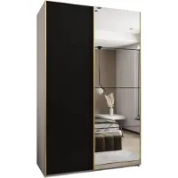 MEBLE KRYSPOL LUX 3 Schrank - 245,5x160x64cm - Weiß, Schwarz, Gold