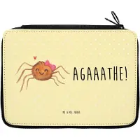 Mr. & Mrs. Panda Etui Spinne Agathe Freude - Gelb Pastell - Geschenk, Viraler Hit, Federmäppchen, Bleistiftetui, Federtasche, Mäppchen, Viral, Schreibmappe, Beliebte