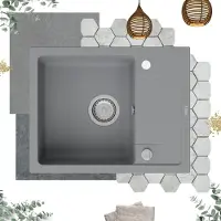 WAGRAN GRANMASTER Smart Spülbecken Küche - mit 1 Becken - Granitspüle mit Siphon Waschbecken Küche - Einbauspüle Arbeitsplatte Küchenspüle