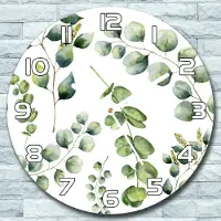 Coloray Wanduhr aus Glas Rund fi 30 Eukalyptus Exotisch Quarz Deko Schlafzimmer Büro