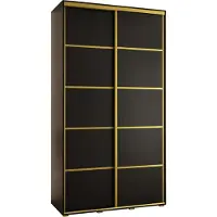 MEBLE KRYSPOL Davos 4 Schrank, zwei Türen - 235,2x140x45 cm - Schwarz Schwarz Gold