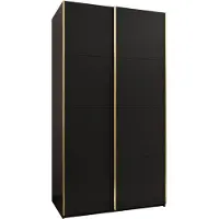 MEBLE KRYSPOL LUX 1 Kleiderschrank - 245,5x130x64cm - Schwarz, Schwarz, Gold