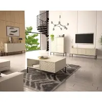 Lomadox Wohnzimmer Set 4-teilig modern in kaschmir mit gefrästen Fronten ANGERA-140