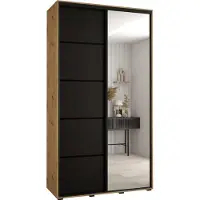 MEBLE KRYSPOL Davos 5 Schrank, zwei Türen - 235,2x140x45 cm - Artisan Schwarz Schwarz