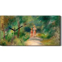 Coloray Leinwand Wanduhr Wandkunst Uhr 60x30 Malerei Wald Bäume Pfad Frauen Kinder Kunst - schwarze Hände