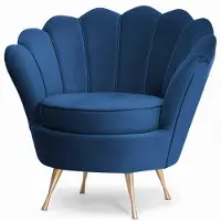PAWS MÖBEL Muschel-Sessel | Bezug Samt-Stoff | Gestell Metall goldfarben/ schwarz/ chrom | B 87 x T 72 x H 81 cm | blau