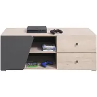 Masseno TV-Schrank RAVENNA 120 cm Fernsehschrank mit 2 Schubladen und 1 Türen TV-Lowboard für Wohnzimmer Modern 120x50x45 cm Eichefarben / Eichefarben