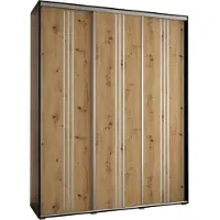 MEBLE KRYSPOL Davos 6 Schrank, drei Türen - 235,2x200x45 cm - Schwarz Artisan Silber