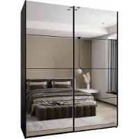 MEBLE KRYSPOL LUX 2 Schrank - 245,5x200x64cm - Schwarz, Schwarz, Schwarz