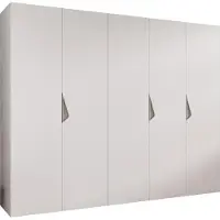 MEBLE KRYSPOL Schrank 250x202x52 cm mit Kleiderstange, 5xTür, SANDI, Weiß, Griff Kaschmir
