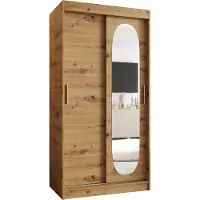 MEBLE KRYSPOL ROYAL 100 Schlafzimmerschrank mit zwei Schiebetüren – moderner Aufbewahrungsschrank mit Kleiderstange und Regalen – 100x200x62cm - Artisan