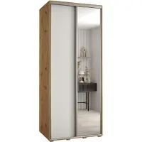 MEBLE KRYSPOL Cannes 3 Schrank mit 2 Schiebetüren - 205,2x100x60 cm - Artisan Weiß Silber